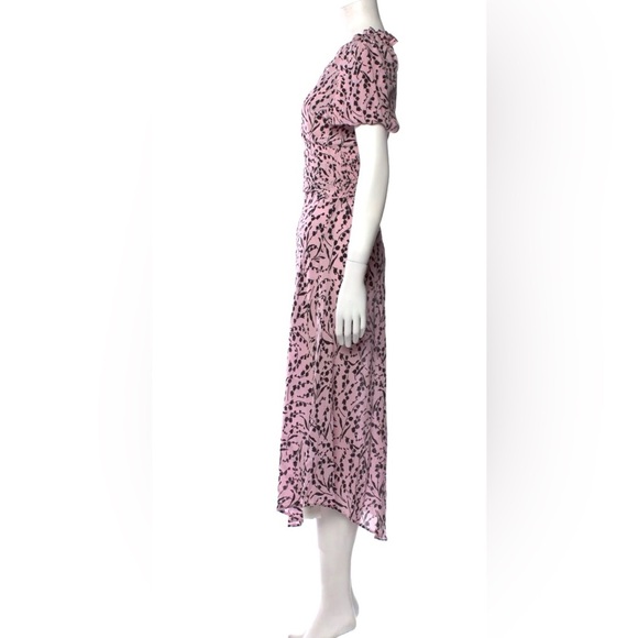 Maje pink and black 100% silk floral dress with slip size 1 - Picture 3 of 10